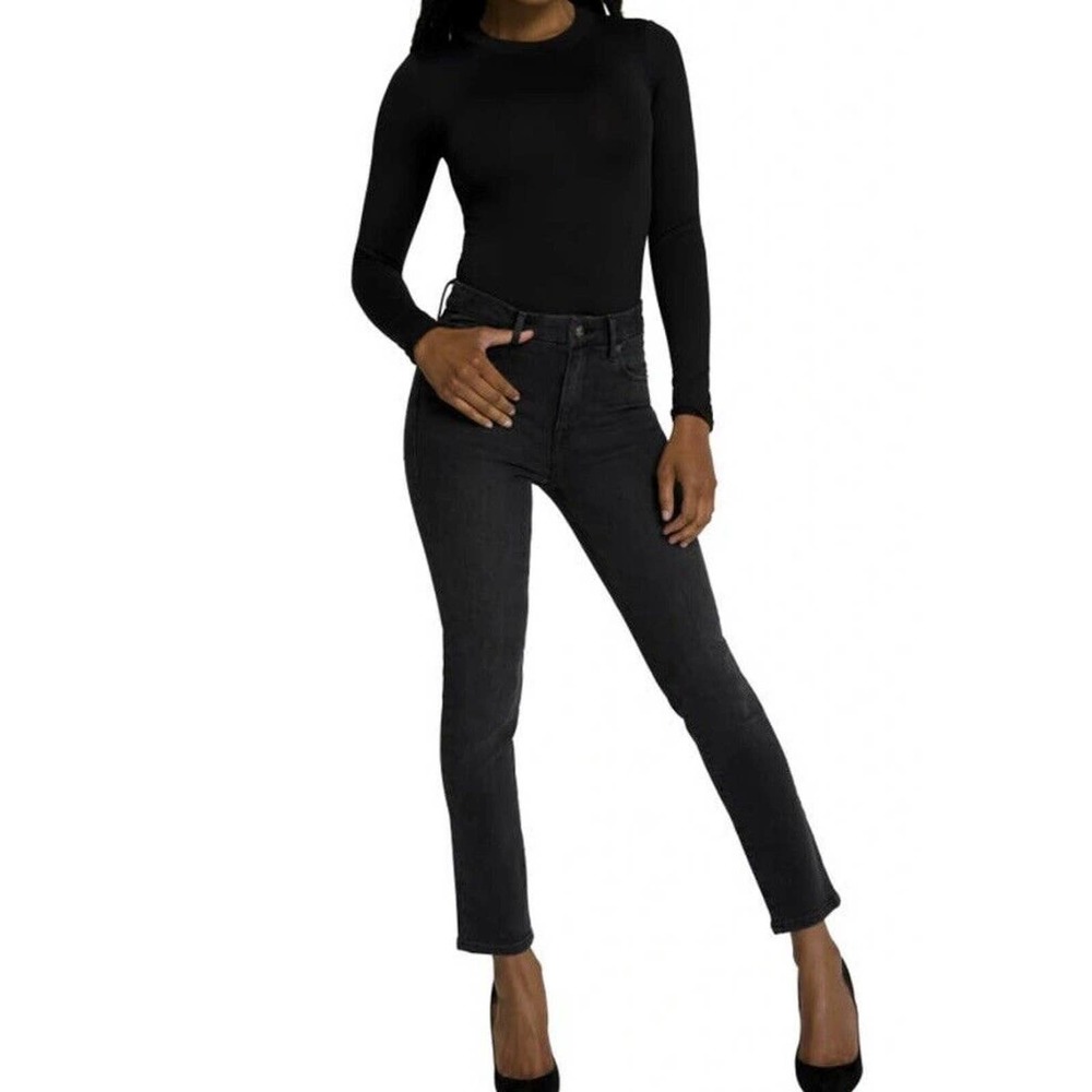 Good American Womens High Rise Skinny Jeans Size 00/24 Ankle Black114 NWT